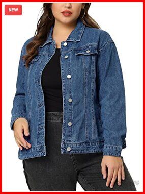 Plus Size Washed Denim Jacket Women Casual Oversized Long Sleeve Button